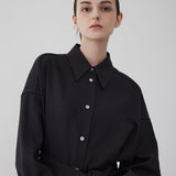 AP 306 Viscose Wool Oversized Shirt Black