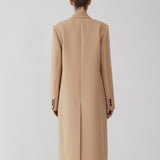 AP 303 Wool Silk Chesterfield Long Jacket