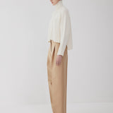 AP 304 Wool Silk Wide Pintuck Pants